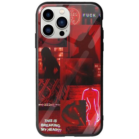 Aesthetic Red iPhone 14 Pro Groove TPU (Tempered Glass και TPU)