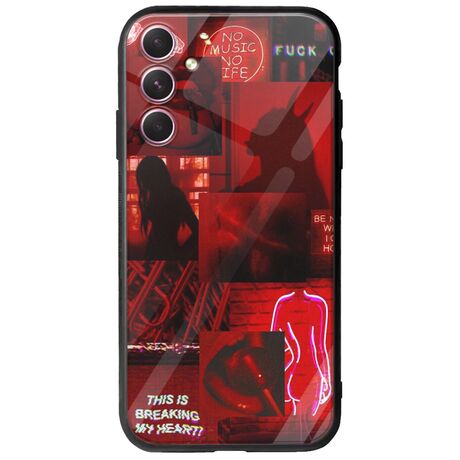 Aesthetic Red Samsung Galaxy A14 5G Groove TPU (Tempered Glass και TPU)