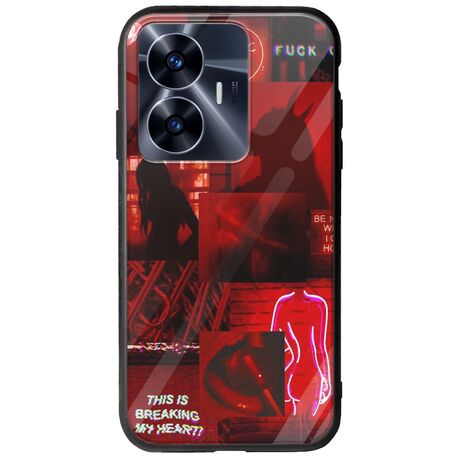 Aesthetic Red Realme C55 Groove TPU (Tempered Glass και TPU)