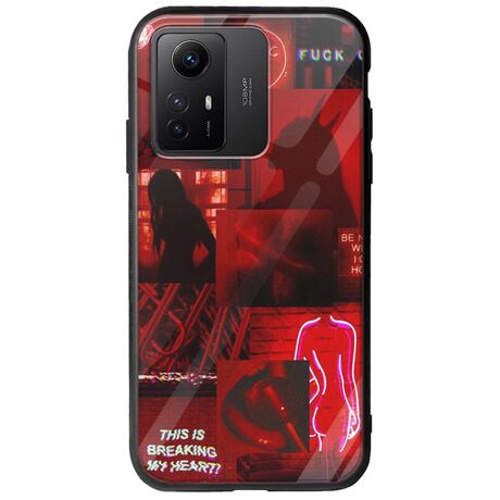 Aesthetic Red Xiaomi Redmi Note 12S Groove TPU (Tempered Glass και TPU)