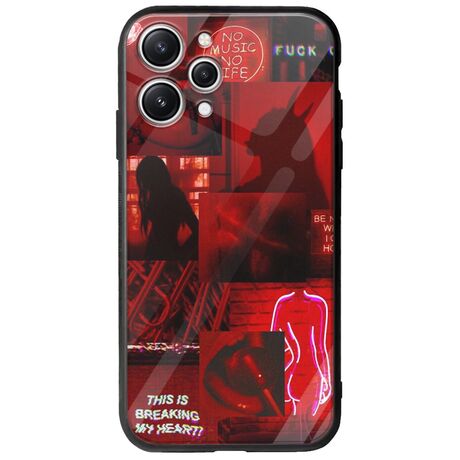 Aesthetic Red Xiaomi Redmi 12 Groove TPU (Tempered Glass και TPU)