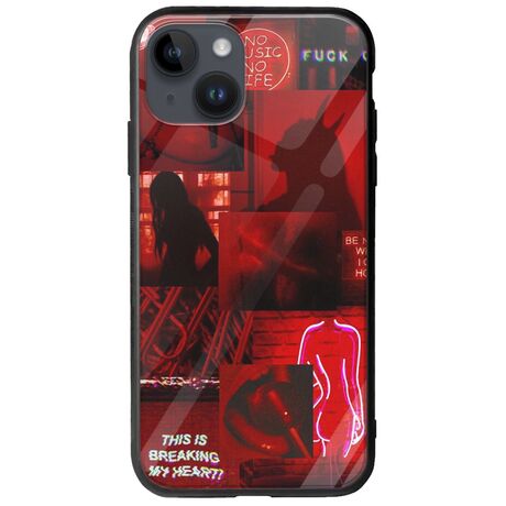 Aesthetic Red iPhone 15 Plus Groove TPU (Tempered Glass και TPU)