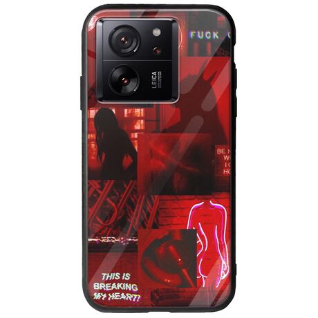 Aesthetic Red Xiaomi 13T 5G Groove TPU (Tempered Glass και TPU)