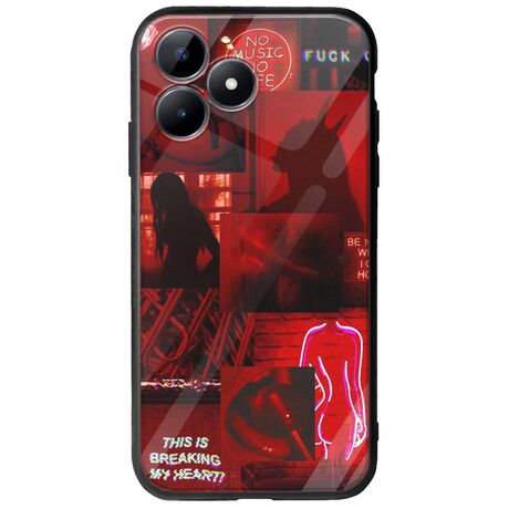 Aesthetic Red Realme C51 Groove TPU (Tempered Glass και TPU)