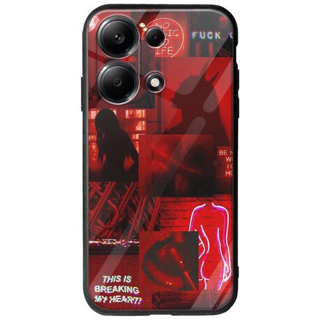 Aesthetic Red Xiaomi Redmi Note 13 4G Groove TPU (Tempered Glass και TPU)