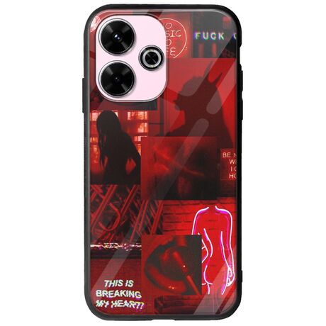 Aesthetic Red Xiaomi Poco M6 4G Groove TPU (Tempered Glass και TPU)