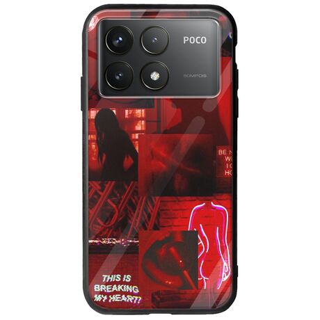 Aesthetic Red Xiaomi Poco F6 Pro 5G Groove TPU (Tempered Glass και TPU)
