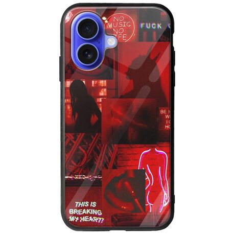 Aesthetic Red iPhone 16 Groove TPU (Tempered Glass και TPU)