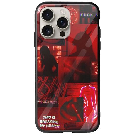 Aesthetic Red iPhone 16 Pro Groove TPU (Tempered Glass και TPU)