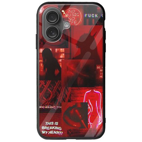 Aesthetic Red iPhone 16 Plus Groove TPU (Tempered Glass και TPU)