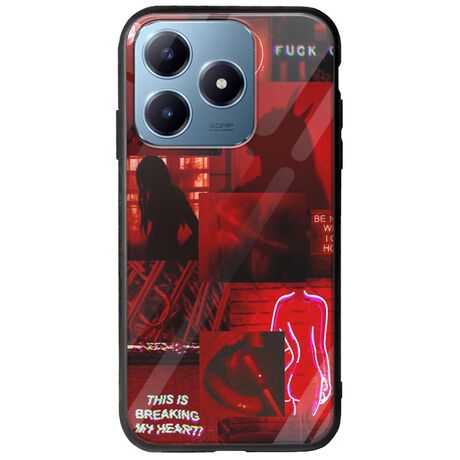 Aesthetic Red Realme C63 Groove TPU (Tempered Glass και TPU)