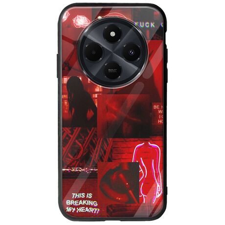 Aesthetic Red Xiaomi Redmi 14C Groove TPU (Tempered Glass και TPU)