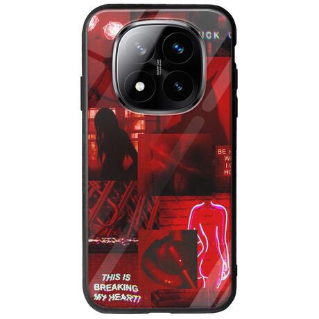 Aesthetic Red Xiaomi Redmi Note 14 Pro+ 5G Groove TPU (Tempered Glass και TPU)
