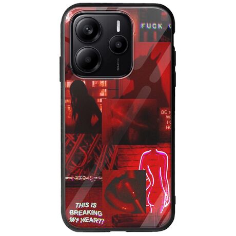 Aesthetic Red Xiaomi Redmi Note 14 5G Groove TPU (Tempered Glass και TPU)