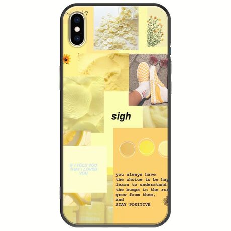 Aesthetic Yellow iPhone X / XS Black TPU (Μαύρη Σιλικόνη)