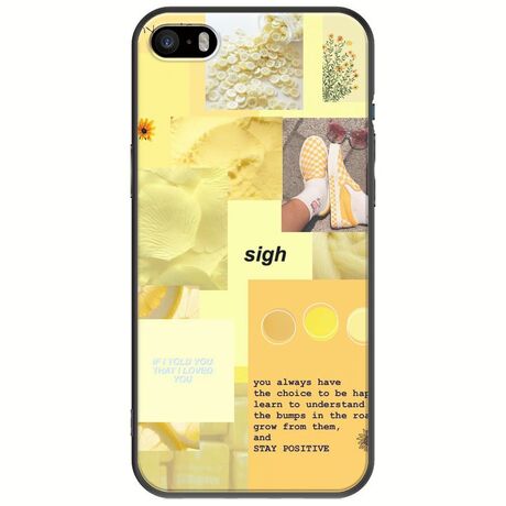 Aesthetic Yellow iPhone 5/5s/SE 2016 Black TPU (Μαύρη Σιλικόνη)