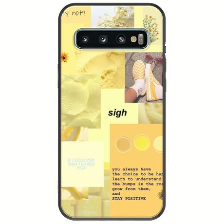 Aesthetic Yellow Samsung Galaxy S10 Plus Black TPU (Μαύρη Σιλικόνη)