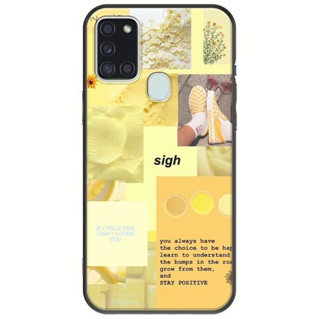 Aesthetic Yellow Samsung Galaxy A21s Black TPU (Μαύρη Σιλικόνη)