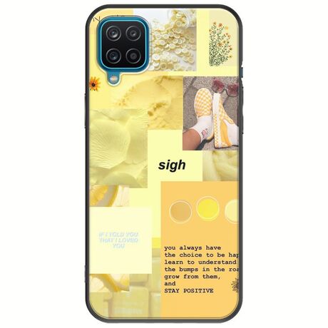 Aesthetic Yellow Samsung Galaxy A12 Black TPU (Μαύρη Σιλικόνη)