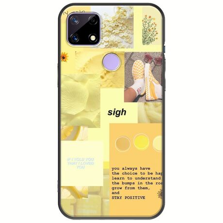 Aesthetic Yellow Realme C21 Black TPU (Μαύρη Σιλικόνη)