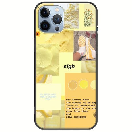 Aesthetic Yellow iPhone 12 Pro Black TPU (Μαύρη Σιλικόνη)