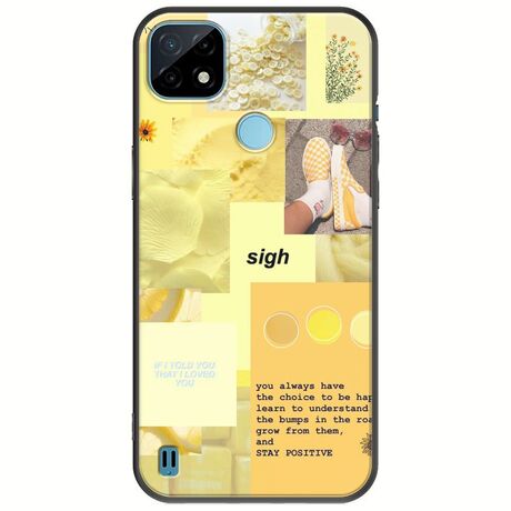 Aesthetic Yellow Realme C21Y / Realme C25Y Black TPU (Μαύρη Σιλικόνη)