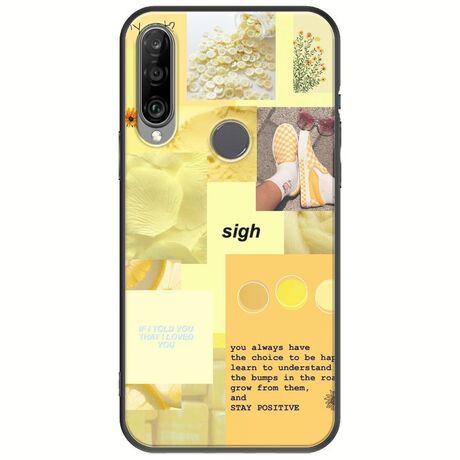 Aesthetic Yellow Huawei Y6p Black TPU (Μαύρη Σιλικόνη)