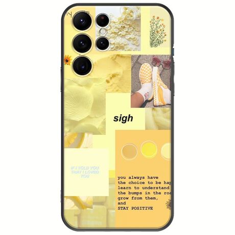 Aesthetic Yellow Samsung Galaxy S22 Ultra Black TPU (Μαύρη Σιλικόνη)