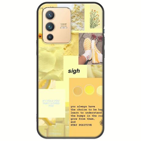 Aesthetic Yellow Vivo V23 5G Black TPU (Μαύρη Σιλικόνη)