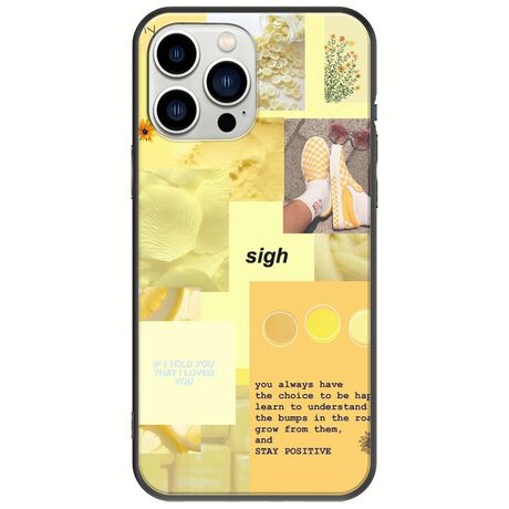 Aesthetic Yellow iPhone 14 Pro Black TPU (Μαύρη Σιλικόνη)