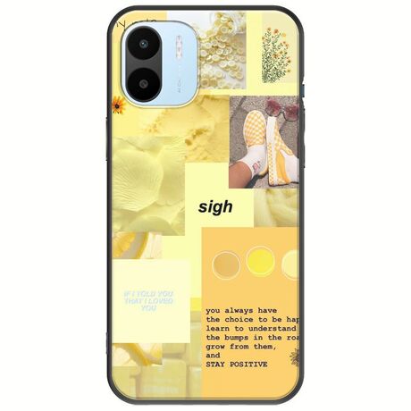 Aesthetic Yellow Xiaomi Redmi A1 Black TPU (Μαύρη Σιλικόνη)