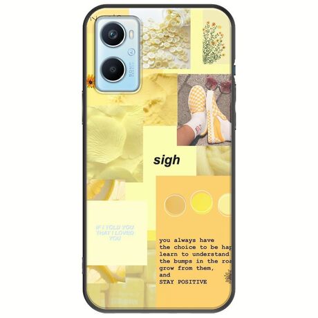 Aesthetic Yellow Oppo A96 4G Black TPU (Μαύρη Σιλικόνη)