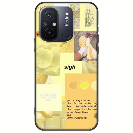 Aesthetic Yellow Xiaomi Redmi 12C Black TPU (Μαύρη Σιλικόνη)