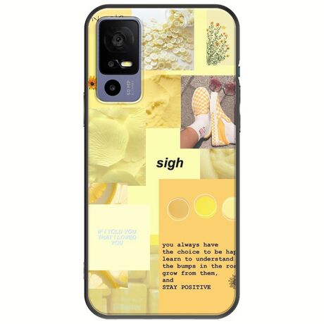 Aesthetic Yellow TCL 40R 5G Black TPU (Μαύρη Σιλικόνη)