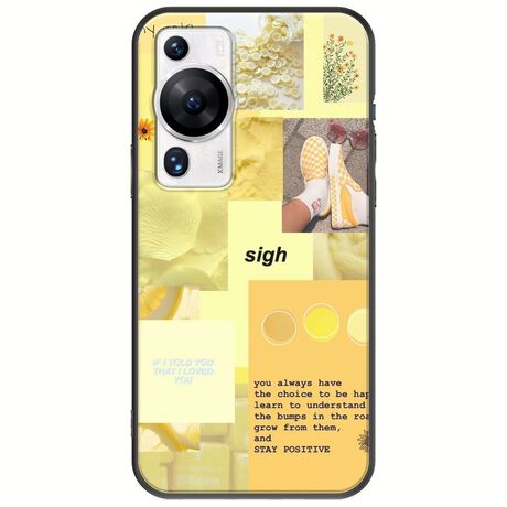 Aesthetic Yellow Huawei P60 Pro Black TPU (Μαύρη Σιλικόνη)