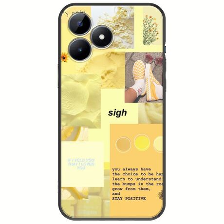 Aesthetic Yellow Realme C51 Black TPU (Μαύρη Σιλικόνη)