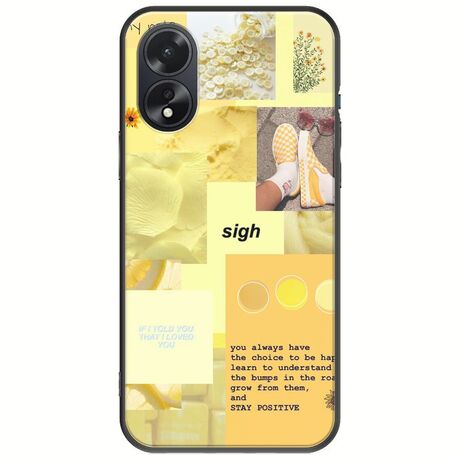 Aesthetic Yellow Oppo A38 Black TPU (Μαύρη Σιλικόνη)