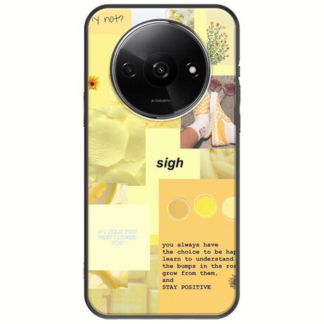 Aesthetic Yellow Xiaomi Redmi A3 Black TPU (Μαύρη Σιλικόνη)