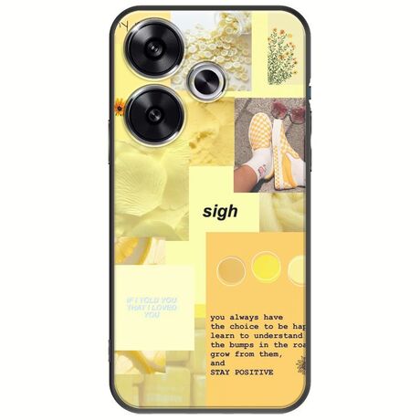 Aesthetic Yellow Xiaomi Poco F6 5G Black TPU (Μαύρη Σιλικόνη)