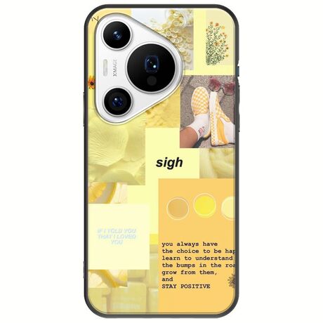 Aesthetic Yellow Huawei Pura 70 Pro Black TPU (Μαύρη Σιλικόνη)