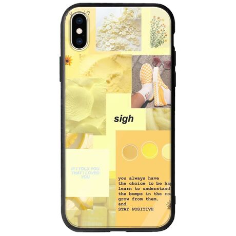 Aesthetic Yellow iPhone XS Max Groove TPU (Tempered Glass και TPU)