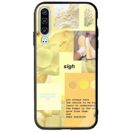 Aesthetic Yellow Huawei P30 Groove TPU (Tempered Glass και TPU)