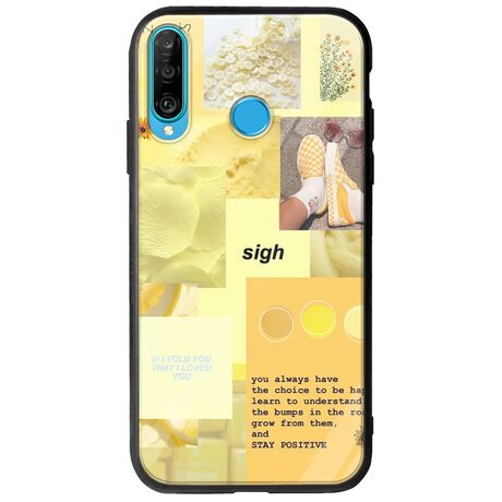 Aesthetic Yellow Huawei P30 Lite Groove TPU (Tempered Glass και TPU)