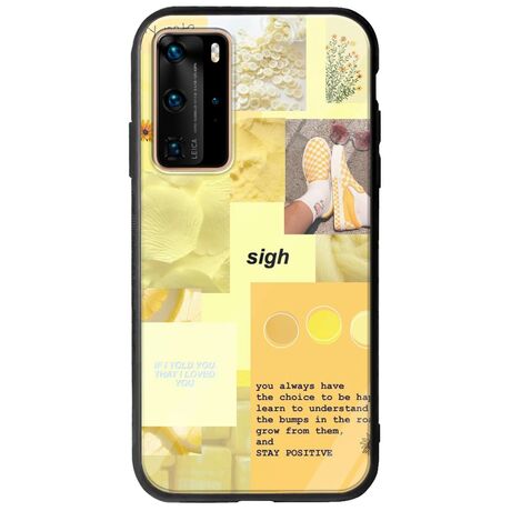 Aesthetic Yellow Huawei P40 Pro Groove TPU (Tempered Glass και TPU)