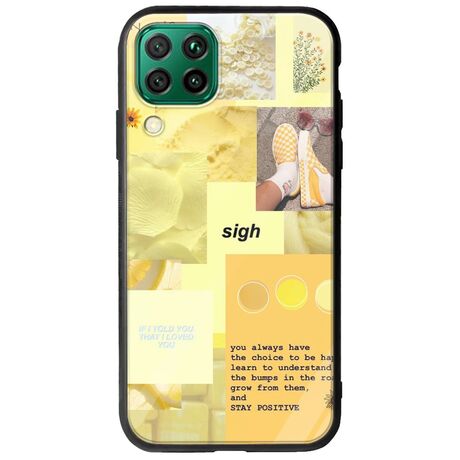 Aesthetic Yellow Huawei P40 Lite Groove TPU (Tempered Glass και TPU)