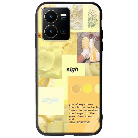 Aesthetic Yellow Vivo Y35 Groove TPU (Tempered Glass και TPU)