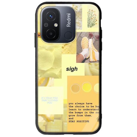 Aesthetic Yellow Xiaomi Redmi 12C Groove TPU (Tempered Glass και TPU)