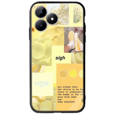 Aesthetic Yellow Realme C51 Groove TPU (Tempered Glass και TPU)