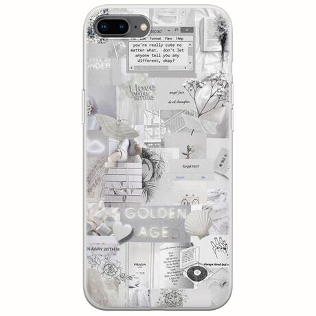 Aesthetic White iPhone 8 Plus Flexible TPU (Διάφανη Σιλικόνη)
