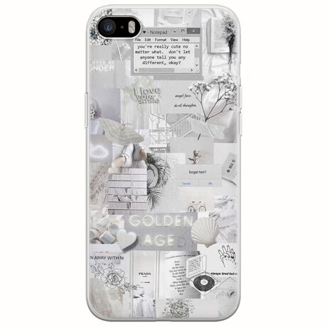 Aesthetic White iPhone 5/5s/SE 2016 Flexible TPU (Διάφανη Σιλικόνη)